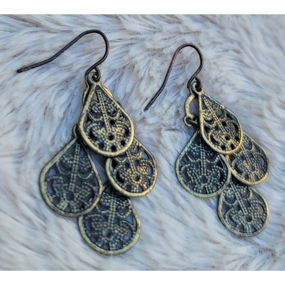 Boho tear drop chandelier dangle earrings - Picture 11 of 17